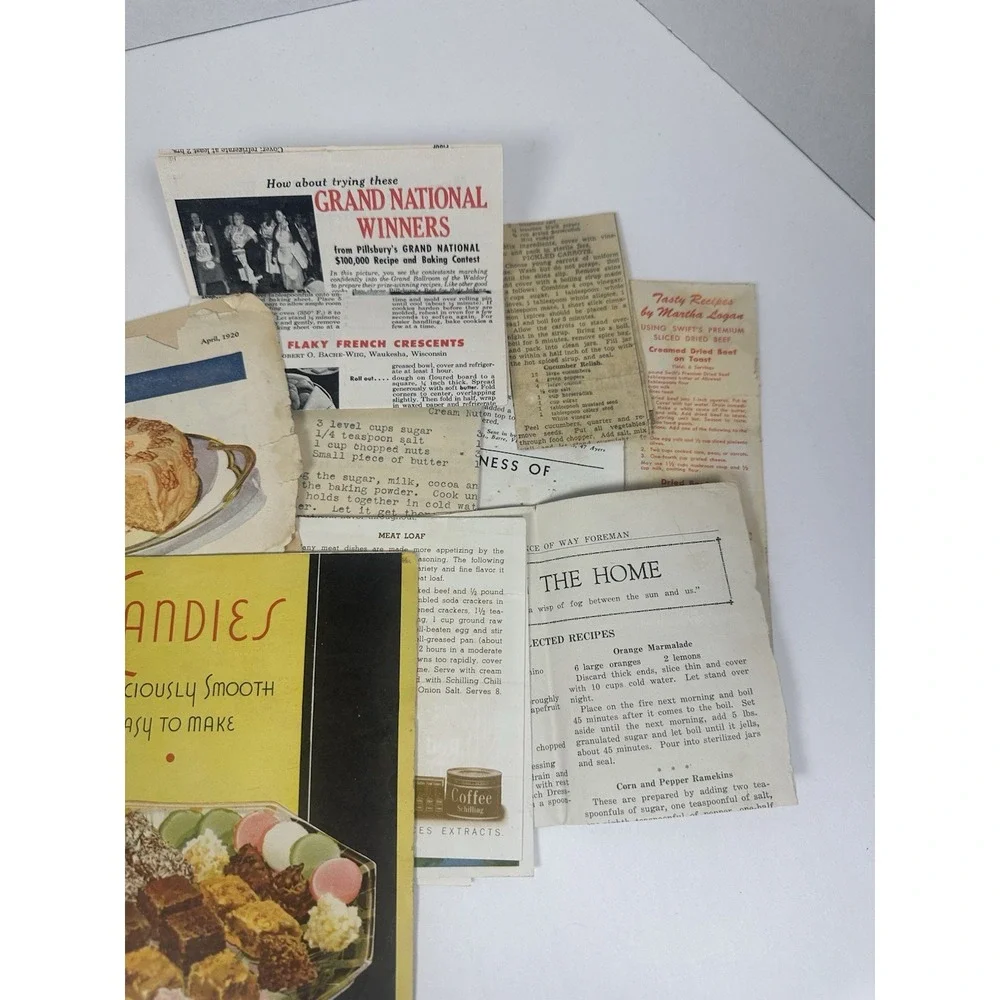 Lot of Vintage Recipe Booklets and newspaper/magazine cut outs 1920-1960